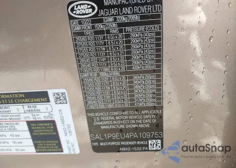 2023 Land Rover Range Rover Sport Se из США, поврежденный, VIN SAL1P9EU4PA109753